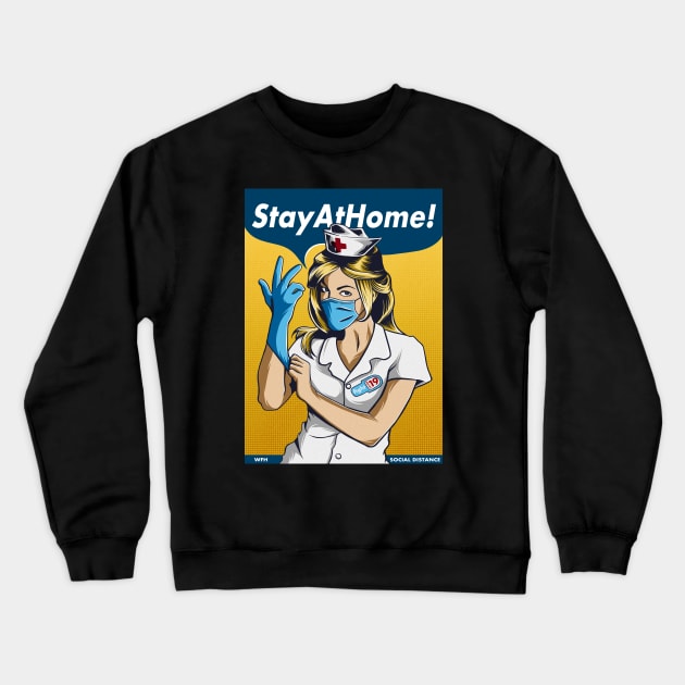 stayhome fight coronavirus Crewneck Sweatshirt by opoyostudio